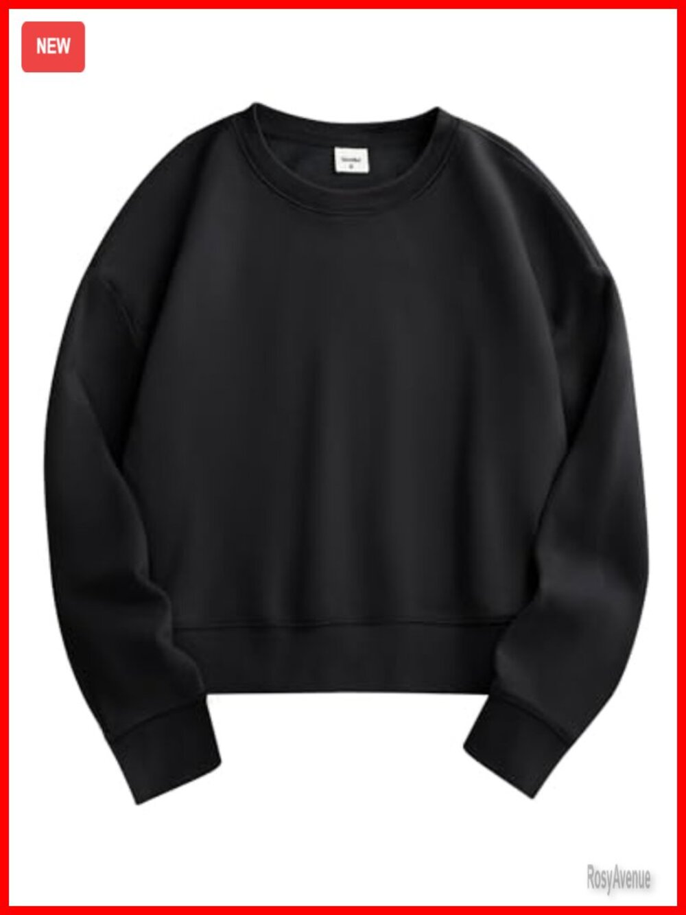 Cropped Crewneck Sweatshirt Relaxed Fit Casual Everyday Long Sleeve
